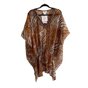 SOL & MER Swimwear Coverup Tunic Mini Dress
Animal Leopard Cheetah Print M/L